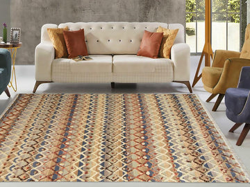 handmade Modern Moroccan Hi Tan Blue Hand Knotted RECTANGLE 100% WOOL area rug 8x10